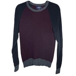 American Eagle 100% cotton navy and burgundy crew neck pullover sweater size XS